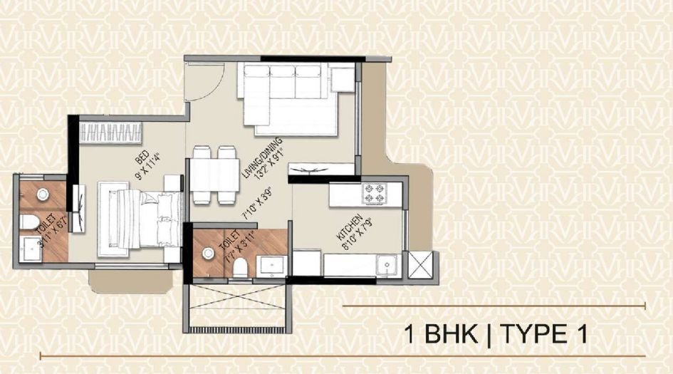 Ramdev-Veeral-Heights-Floor-Plan-1 BHK-Type-1